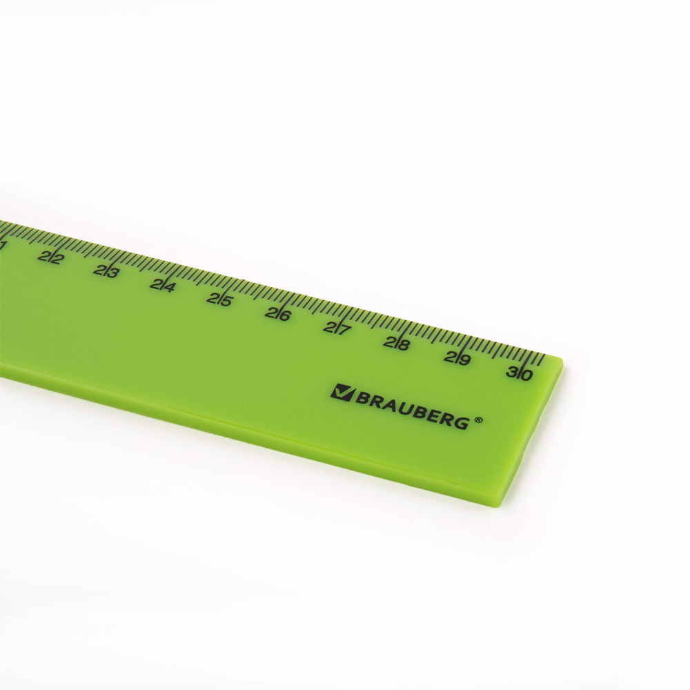 Линейка пластиковая 30 см BRAUBERG "NEON" непрозрачная ассорти (24 штуки в упаковке)