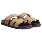 Hermes Chypre suede fashion and comfortable one-word slippers men's brown, H222856Z HVD