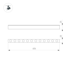 Светильник MAG-DOTS-25-L400-12W Warm3000 (BK, 30 deg, 24V) (Arlight, IP20 Металл, 5 лет) 033671