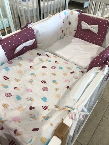 Комплект в кроватку 6-ти предметный 12 подушек "Мороженое", поплин