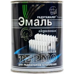 Краска для радиаторов отопления, батарей и труб термостойкая, акриловая, без запаха, белая 0,9 кг РАДУГАМАЛЕР / быстросохнущая, полуглянцевая, эмаль для радиаторов и труб