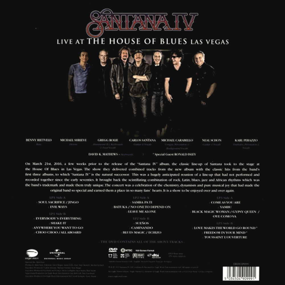 Santana / Santana IV - Live At The House Of Blues Las Vegas (3LP+DVD)