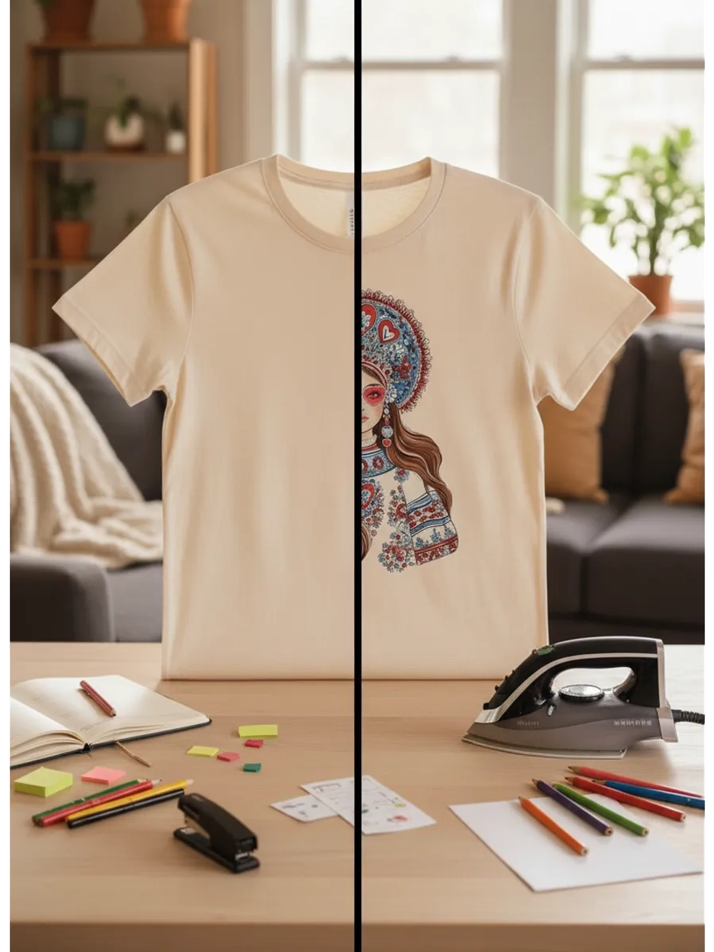 Термонаклейка на одежду, термопринт Русская девушка