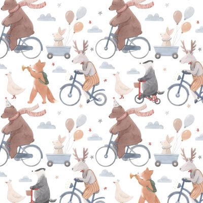 Лесные животные, милый детский патерн