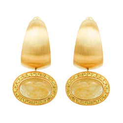 Серьги с кварцем и жёлтыми сапфирами, эмаль, E0178-60/4