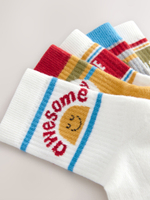 Носки хлопковые для мальчика Next AL5-373, 5 шт., Белый, Горчичный, Серый