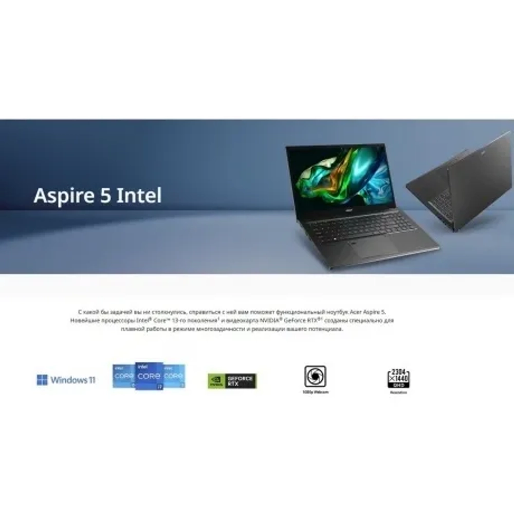 Ноутбук Acer Aspire 5 A515-58P grey Core i7 1355U/16Gb/512Gb SSD/VGA int/noOS NX.KHJER.007