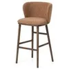Барный стул Ciselia 75 см, терракотовый шенилл, массив ясеня в цвете орех
