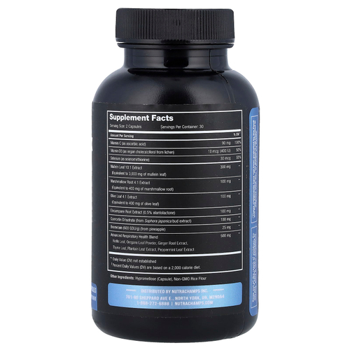 NutraChamps, средство для детоксикации и очищения легких, 60 веганских капсул