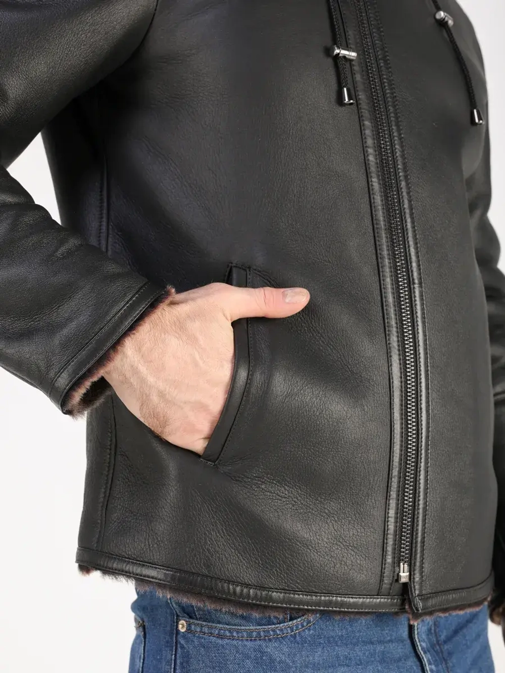 Дубленка зимняя куртка натуральная с капюшоном косуха