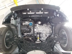 Защита картера двигателя, КПП (1,8 мм, сталь) для Kia Ceed 2018- (V = 1.4T CVT FWD; 1.6 MT FWD), Kia Ceed универсал 2018- (V = 1.4 Turbo CVT FWD), Kia ProCeed 2018- (V = 1.6 Turbo CVT FWD) Sheriff.11.3925 V1