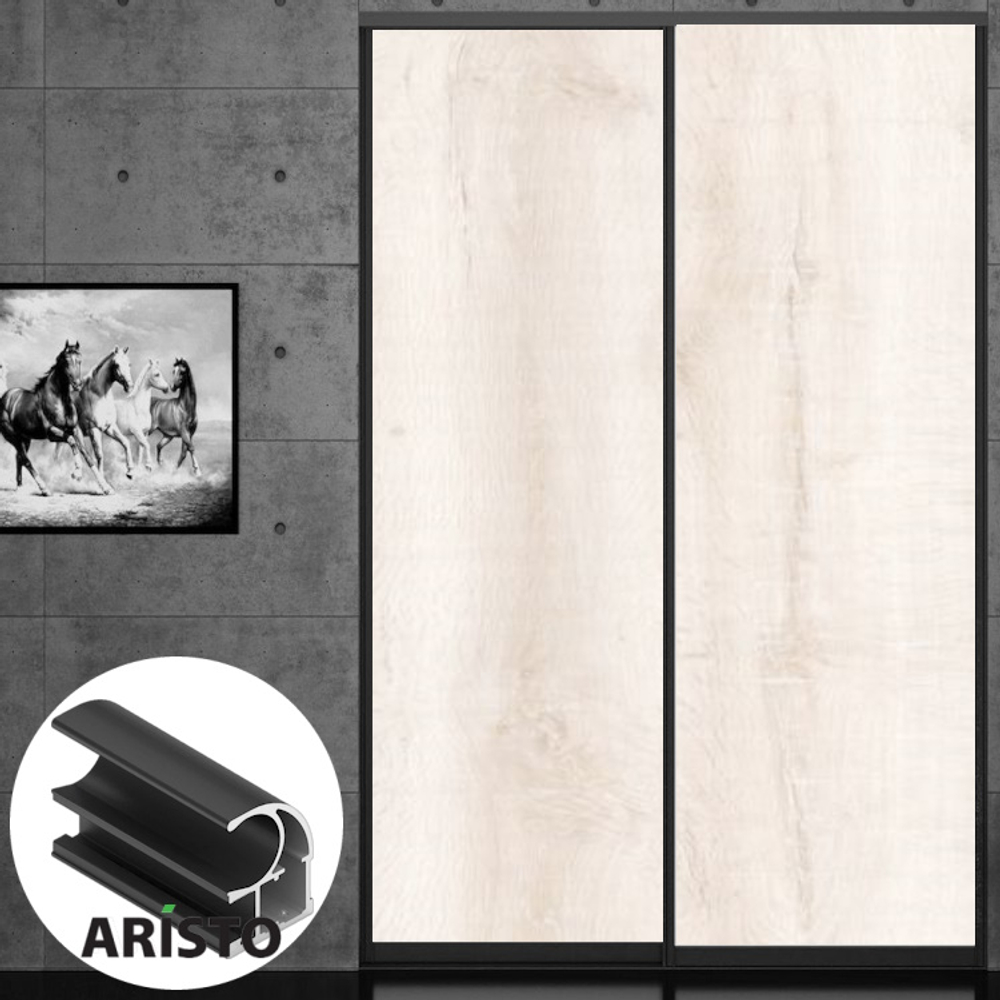 Дверь-купе ARISTO С, ЛДСП LAMARTY, профиль черный велюр (17 цветов)