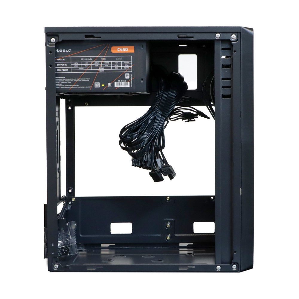 Корпус TESLA 1708U3BM, БП:450W, mATX, чёрный, 2xUSB2, 1xUSB3 (TSL-1708U3-450W-BM)