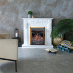 Каминокомплект Real Flame Dominica WT с очагом Majestic Lux Brass