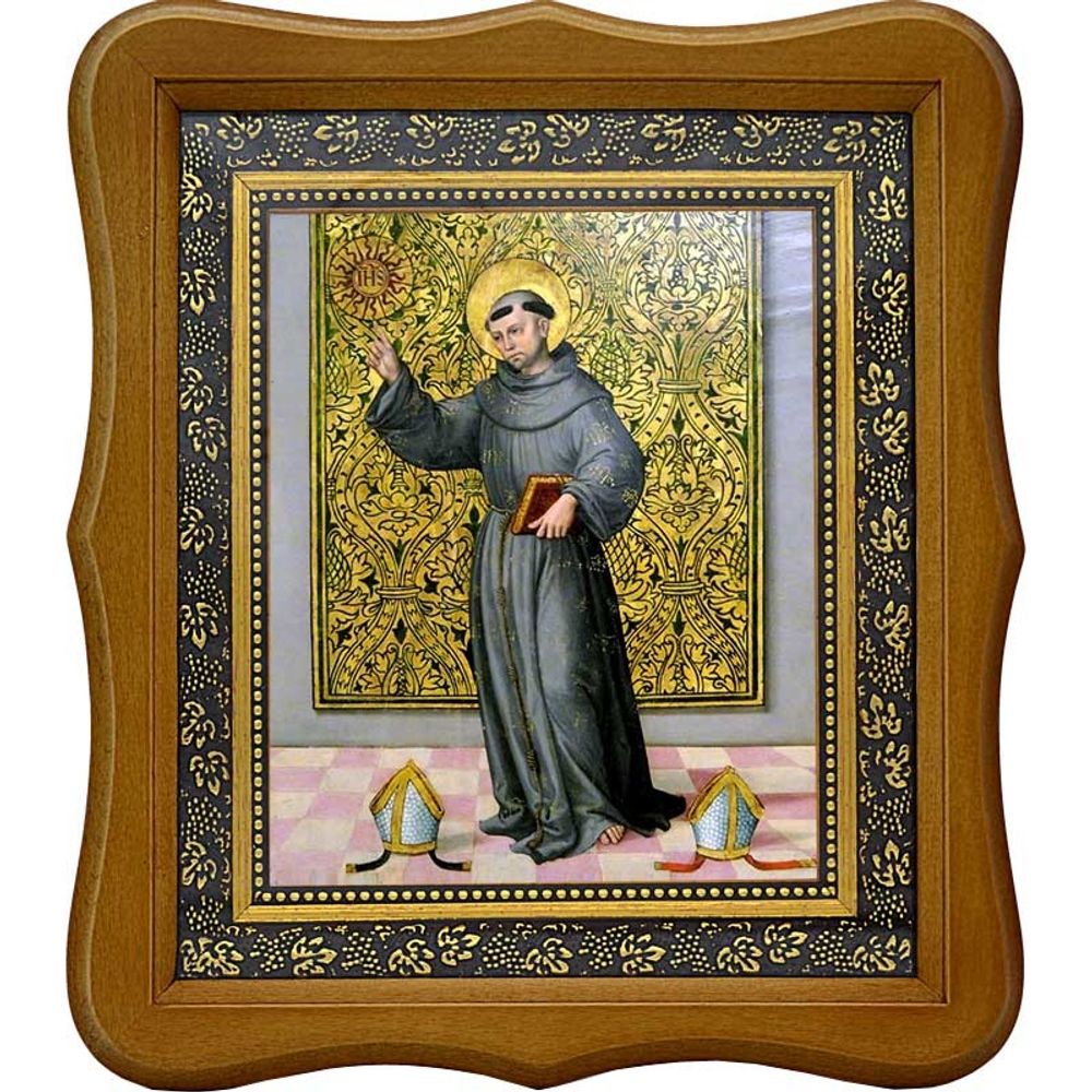 Святой Бернардин Сиенский. Икона на холсте.