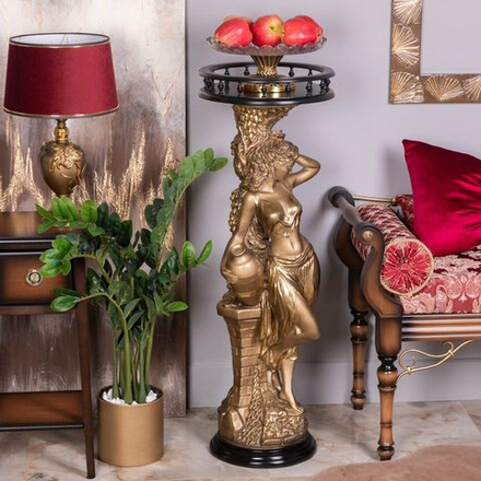 Подставка декоративная Девушка с кувшином №340/2 Бронза Орех