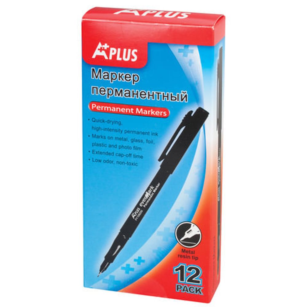 Маркер перманентный (нестираемый) BEIFA (Бэйфа) "A Plus", ЧЕРНЫЙ, ультратонкий наконечник, 0,5 мм, PY109200-CC-BK