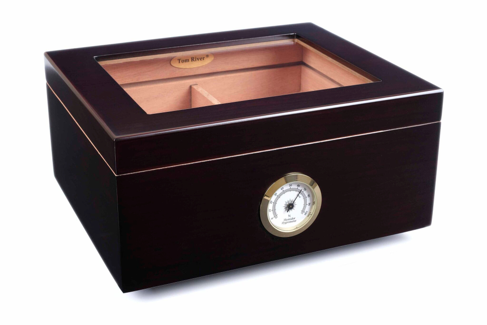 Хьюмидор Tom River на 40 сигар со стеклом, Тонированное дерево 561-242