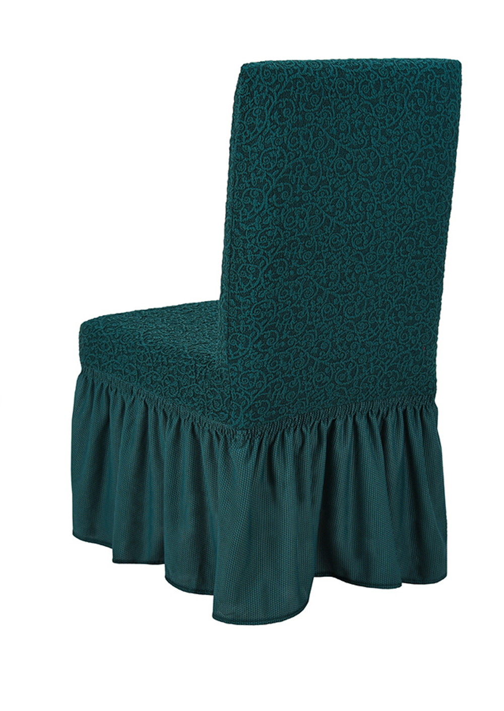 Чехол на стул с оборкой Жаккард, цвет Изумрудный, Набор 2 шт.