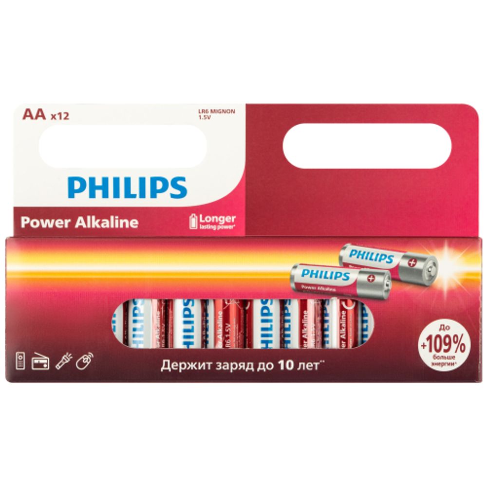 Батарейки Philips LR6P12W/51 АА алкалиновые 1,5v 12 шт. LR6-12BL Power