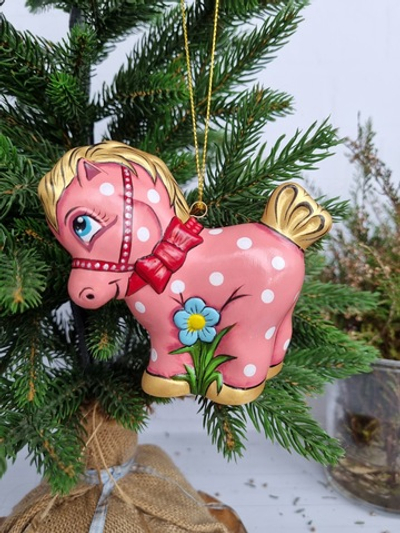 Лошадка Пони ёлочная игрушка из фарфора