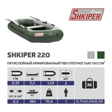 Лодка Тонар Шкипер 220 (зеленый)