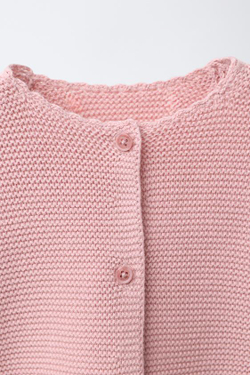 ZARA ВЯЗАНЫЙ КАРДИГАН С ВОЛНАМИ, МЯГКИЙ РОЗОВЫЙ