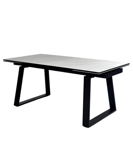 Стол VASTO 200 MARBLES KL-99 Белый мрамор матовый, итальянская керамика/ черный каркас