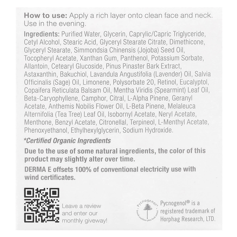 DERMA E, антивозрастной восстанавливающий ночной крем, 56 г (2 унции)