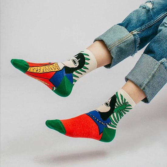 Носки "Жизнь прекрасна" р-р 36-41 (красный  зеленый)