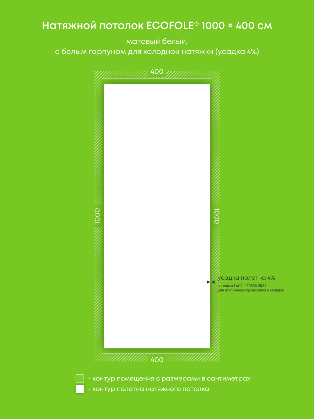 Матовый натяжной потолок 40 м2