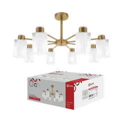 Люстра под лампу CLASSIC KINLI-СN-8E27CL-LT 8xЕ27 прозрачный плафон, латунный корпус IN HOME