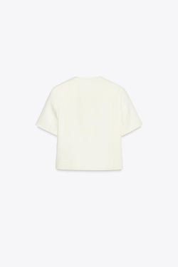 ZARA ТОП НА ЗАПÁХЕ С КОРОТКИМИ РУКАВАМИ, ЭКРЮ