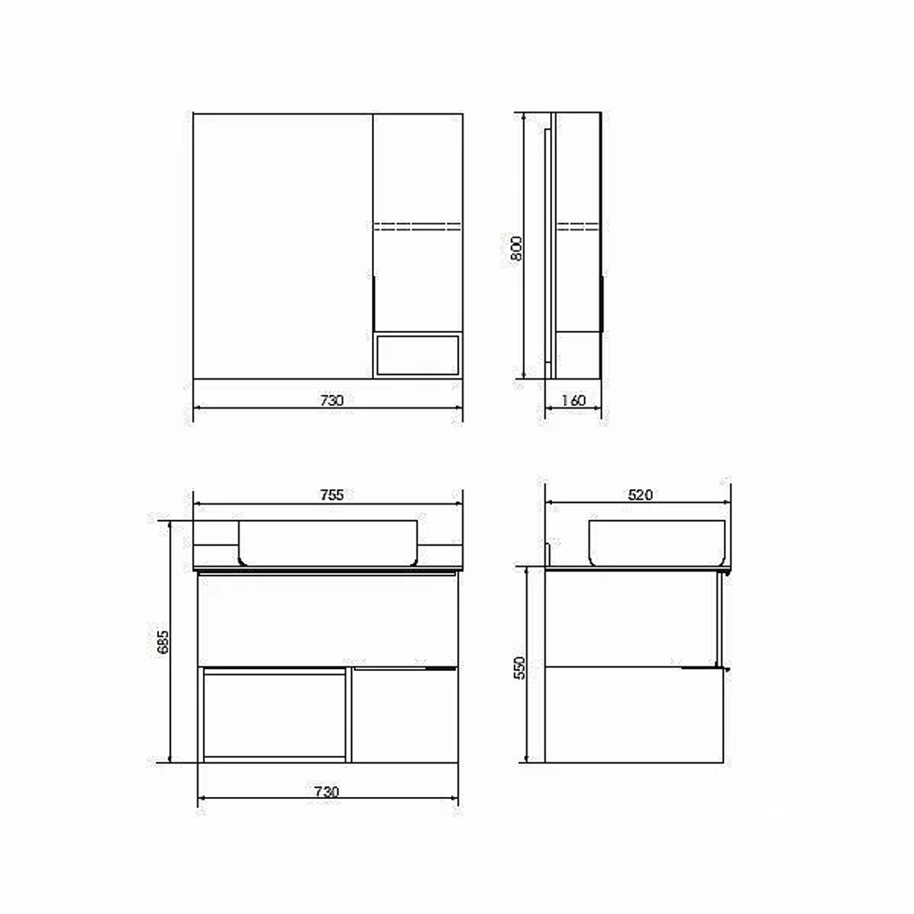 Тумба с раковиной Comforty Штутгарт 75