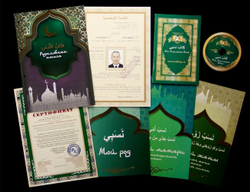 Родословная книга мусульманская "Шежере" зелёная "золото" экокожа в гофрокартоне