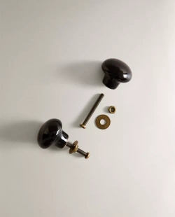 ZARA HOME БЛЕСТЯЩАЯ МЕБЕЛЬНАЯ РУЧКА ИЗ КЕРАМИКИ (НАБОР ИЗ 2 ШТ.), ЧЕРНЫЙ