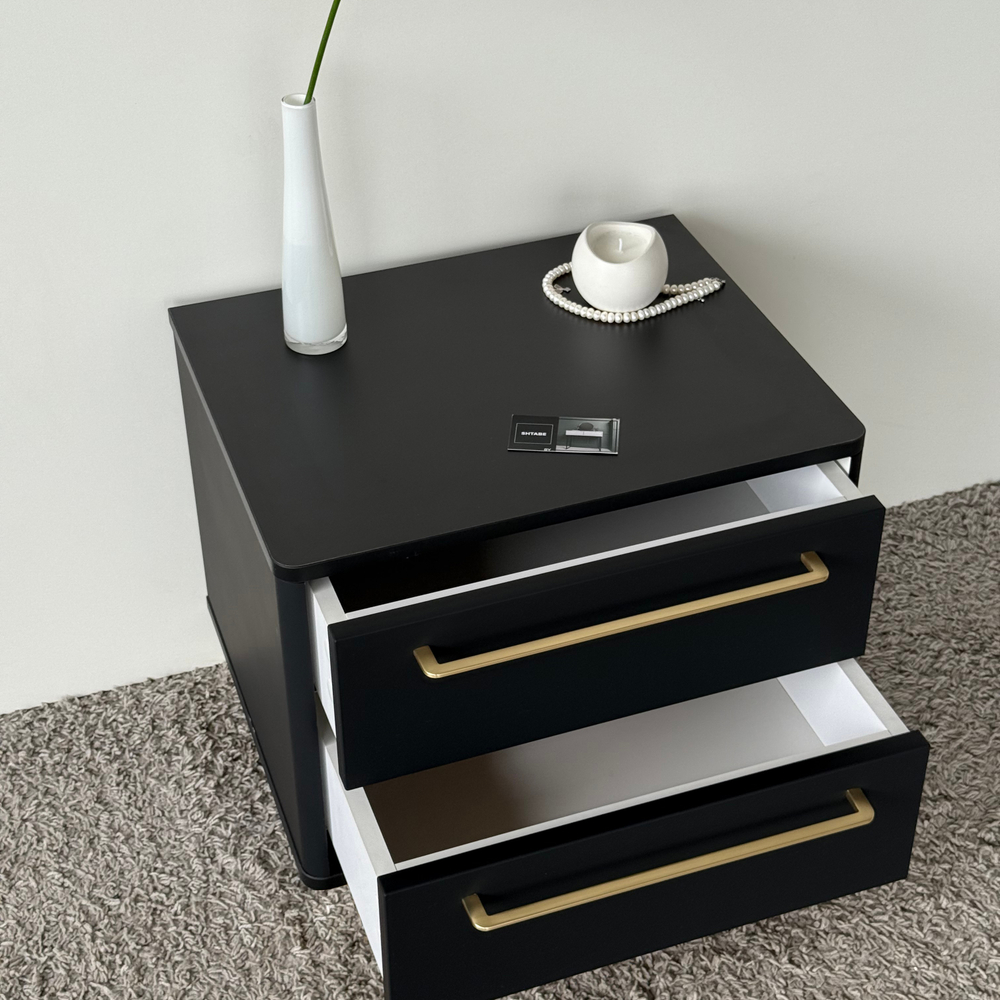 Тумба прикроватная подвесная ROYAL 5202 эко (Черный-р.золото)