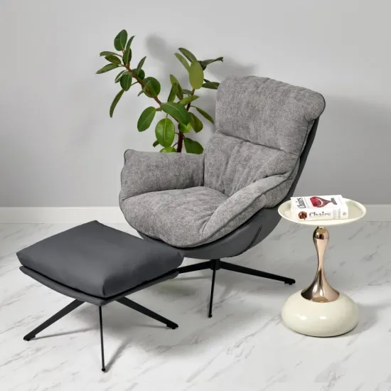 Кресло HUG тёмно-серый, экокожа, шенилл