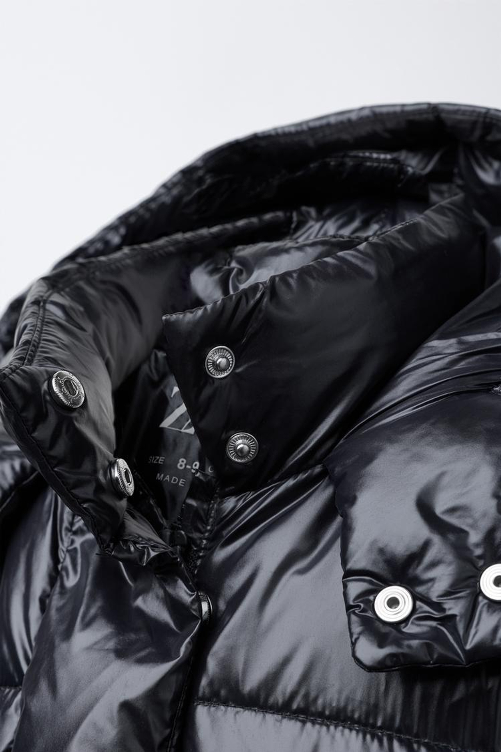 ZARA ПУХОВИК С НАПОЛНИТЕЛЕМ ИЗ ПЕРА И ПУХА WATER REPELLENT, ЧЕРНЫЙ