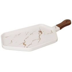 МЕНАЖНИЦА С ДЕРЕВЯННОЙ РУЧКОЙ КОЛЛЕКЦИЯ "ЗОЛОТОЙ МРАМОР" ЦВЕТ:WHITE 40*19 СМ