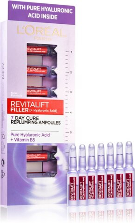 L’Oreal Paris Revitalift Filler - наполнение гиалуроновой сывороткой в ампулах /   7x1,3  ml  / GTIN 3600523633982