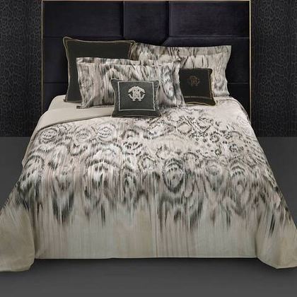 Постельное белье 2 спальное евро Roberto Cavalli Jaguar Painting бежевое