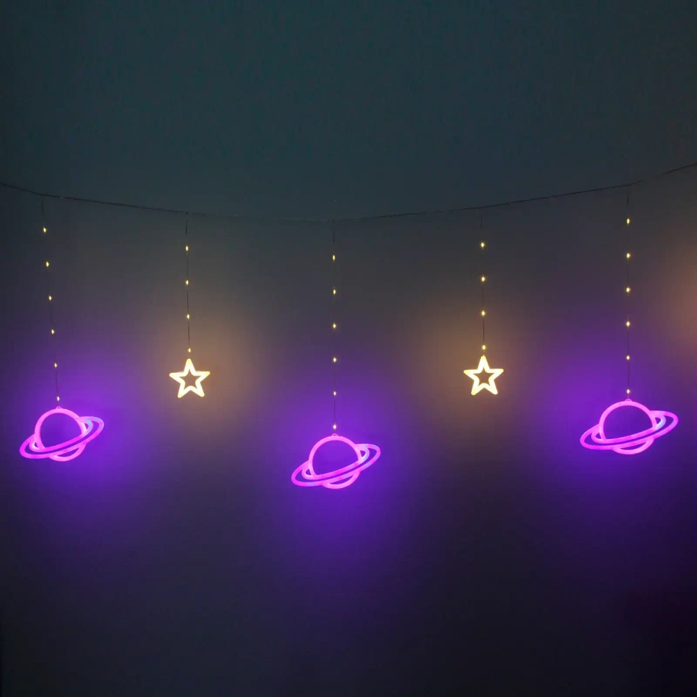 Гирлянда для дома БАХРОМА ш3м*в0,75/0,5м, 736 ламп LED «Звездные планеты», прозрачн.пров.8 реж,IP-20. Мультицвет (возможность соединения)