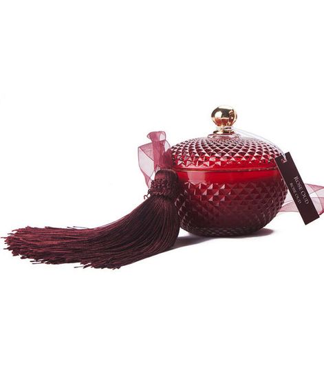 Удовая роза, круглая красная свеча Арт-деко с кисточкой, Cote Noire