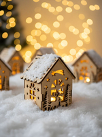 Домик новогодний, елочная игрушка, из дерева