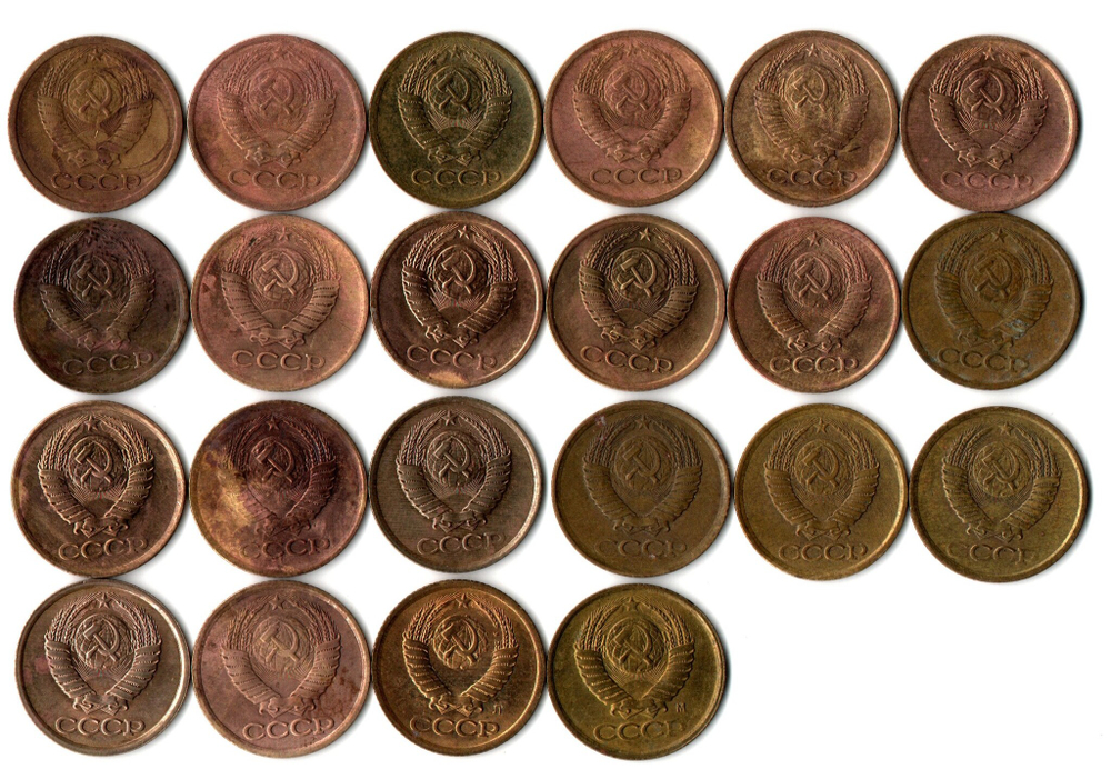 Набор 1 копейка СССР (22 монеты без повторов) 1968, 71-74, 76-91 м,л. №1