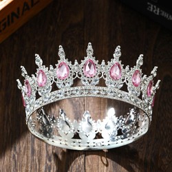 Декоративная корона на торт, серебро (Розовые камни)