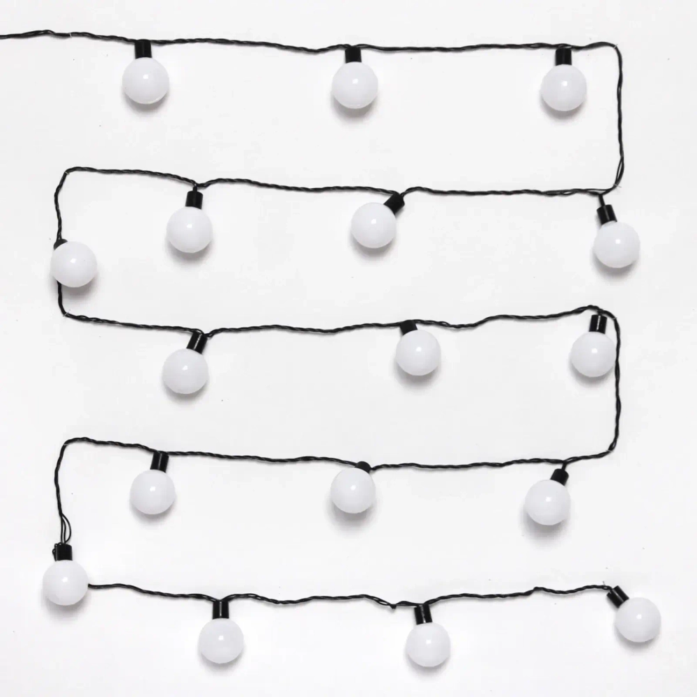 Гирлянда для дома 4м 20 ламп LED с насадками ШАР d-3,5 см, черн.провод, авторежим, IP-20, Теплый белый