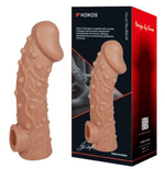 Телесная насадка на фаллос с отверстием для мошонки Cock Sleeve 002 Size M - 15,6 см. (Цвет: телесный)