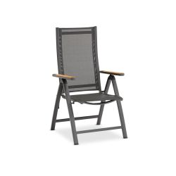 Lyon-Andy 280A+8R, комплект обеденной мебели антрацит/натуральный, алюминий/тик